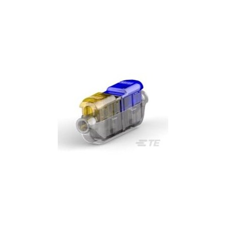 Te Connectivity Butt Splice Wire Connector, 11 AWG Max, Blue, Yellow, 400 V DC, 600 V AC, 15 A 2213600-1